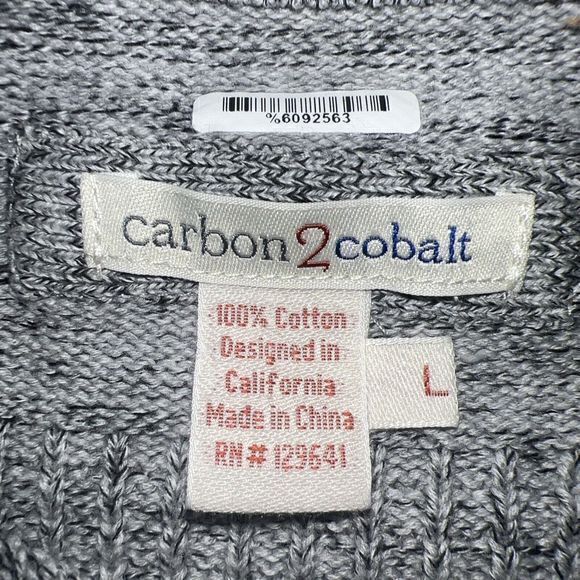 Carbon 2 Cobalt Striped Elbow Patch Gray Textured Sweater‎ Men Size Large - Picture 6 of 9